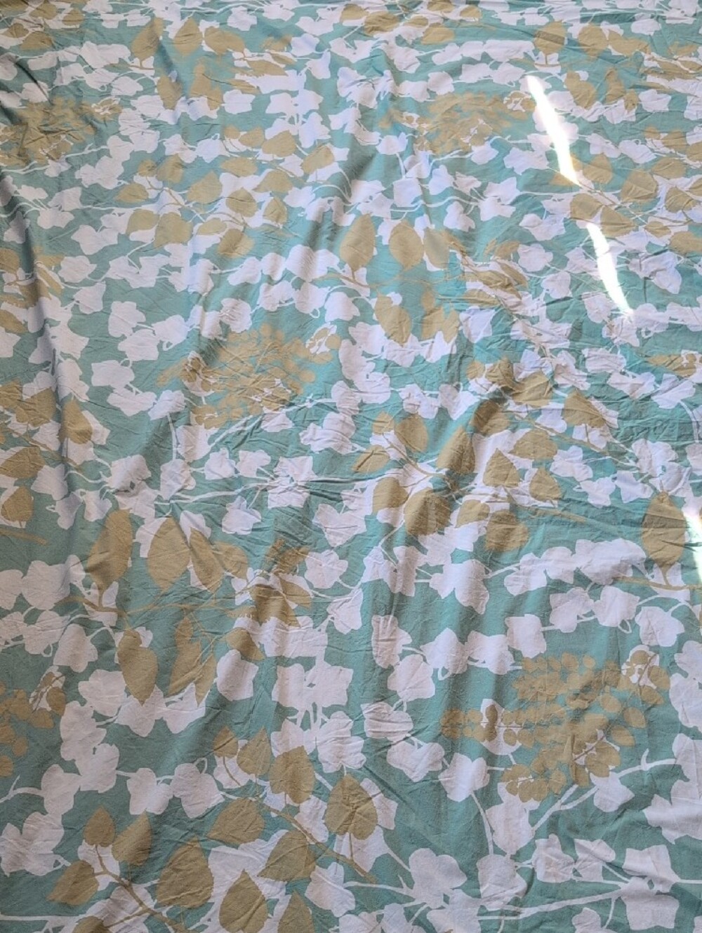 West Elm Pressed Leaves Duvet Comforter Cover Floral Mint, Gold Full/Queen - Picture 7 of 7